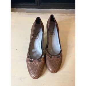 Cynthia Rowley Geist NYC Pumps 9.5B – Brown Textured Leather Made in Italy Heels